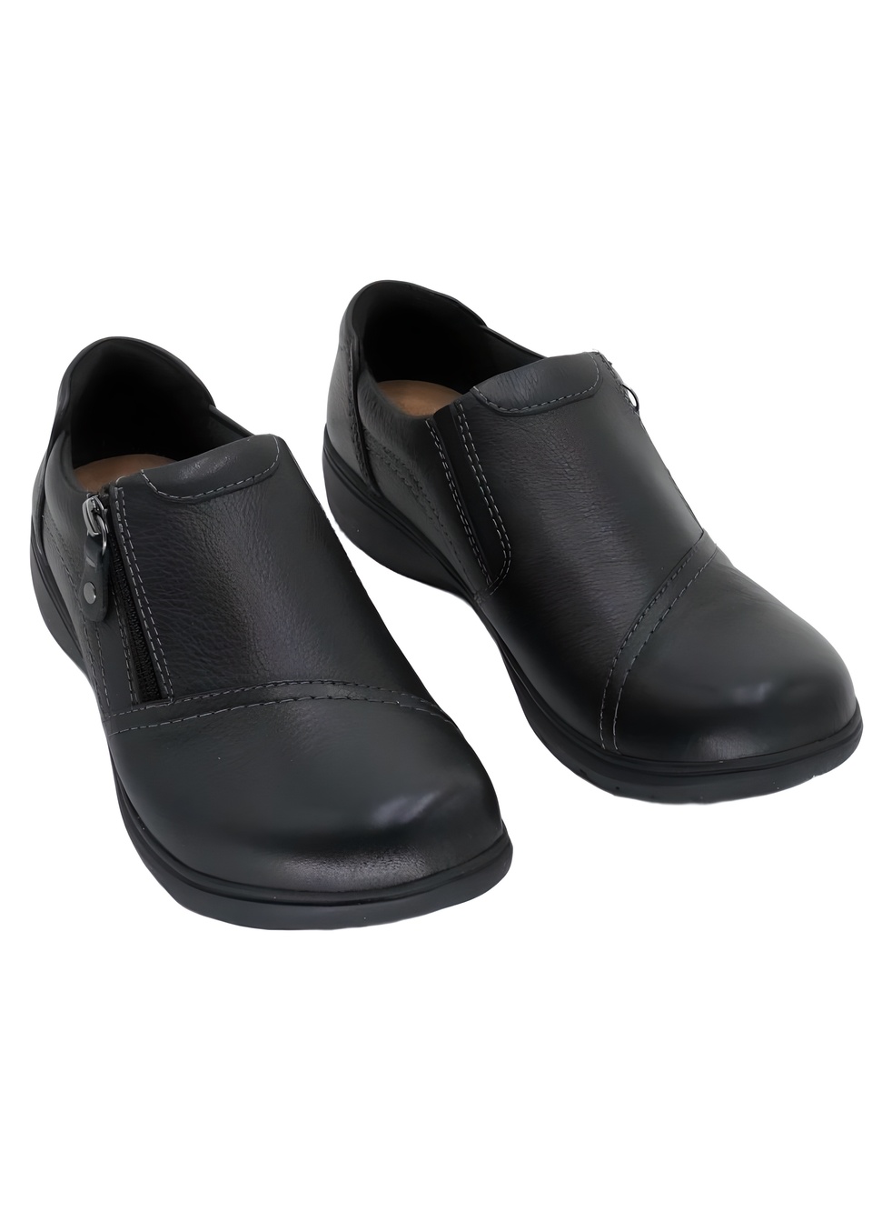 Clarks Carleigh Ray Black Leather Slip On Loafers Size 9W